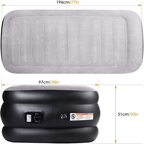 SPREEY Colchón Hinchable（203 x 152 x 51 cm） Doble Cama de Aire Queen Inflable,Bomba eléctrica integrada,Capa flocada,con Bolsa de Almacenamiento(Regalo,Invitados de Bienvenida,Camping,Viaje)