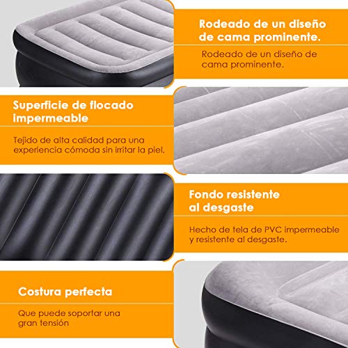 SPREEY Colchón Hinchable(203 x 152 x 51 cm) Doble Cama de Aire Queen Inflable,Bomba eléctrica integrada,Capa flocada,con Bolsa de Almacenamiento(Regalo,Invitados de Bienvenida,Camping,Viaje) SPREEY Colchón Hinchable(203 x 152 x 51 cm) Doble Cama de Aire Queen Inflable,Bomba eléctrica integrada,Capa flocada,con Bolsa de Almacenamiento(Regalo,Invitados de Bienvenida,Camping,Viaje)