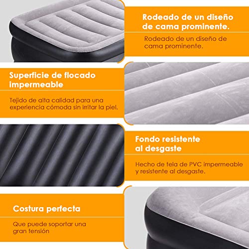 SPREEY Colchón Hinchable（203 x 152 x 51 cm） Doble Cama de Aire Queen Inflable,Bomba eléctrica integrada,Capa flocada,con Bolsa de Almacenamiento(Regalo,Invitados de Bienvenida,Camping,Viaje)