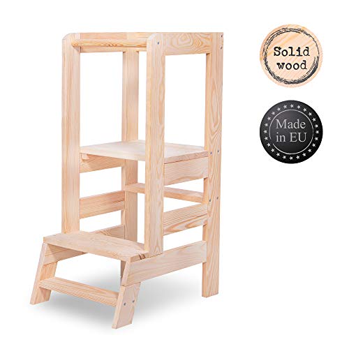 SPRINGOS Kitchen Helper|Utensilio de cocina para niños pequeños|90 x 39 x 52 cm|Madera maciza | Torre | Estable | Madera de pino | Trona | Muebles | Cocina | Plataforma SPRINGOS Kitchen Helper|Utensilio de cocina para niños pequeños|90 x 39 x 52 cm|Madera maciza | Torre | Estable | Madera de pino | Trona | Muebles | Cocina | Plataforma