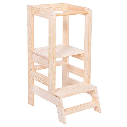 SPRINGOS Kitchen Helper|Utensilio de cocina para niños pequeños|90 x 39 x 52 cm|Madera maciza | Torre | Estable | Madera de pino | Trona | Muebles | Cocina | Plataforma SPRINGOS Kitchen Helper|Utensilio de cocina para niños pequeños|90 x 39 x 52 cm|Madera maciza | Torre | Estable | Madera de pino | Trona | Muebles | Cocina | Plataforma