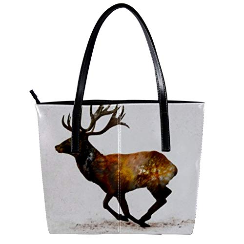 Sprint Elk - Bolso de piel para mujer, con asa de piel suave, para trabajo, viajes, bolsa de mensajero grande Sprint Elk - Bolso de piel para mujer, con asa de piel suave, para trabajo, viajes, bolsa de mensajero grande