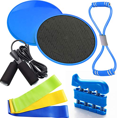 SPROUTER Core Sliders Fitness Kit de Yoga (8 Juegos), Deslizadores de Ejercicio Central, Discos deslizantes de Doble Cara para Ejercicios Abdominales, con Entrenador de Dedos, Cuerda para Saltar ect