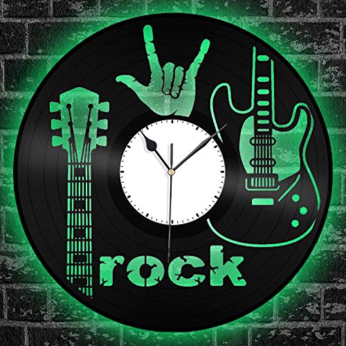 SQINAA Disco de Vinilo del Reloj de Pared de Cuarzo único silencioso Bar Decorativo decoración del Dormitorio de la música Rock de la Guitarra eléctrica,with led Light SQINAA Disco de Vinilo del Reloj de Pared de Cuarzo único silencioso Bar Decorativo decoración del Dormitorio de la música Rock de la Guitarra eléctrica,with led Light