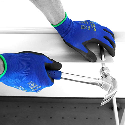 S&R 12 Guantes de Trabajo de Fibra de poliéster con recubrimiento de PU. 12 pares - Talla XL/10 S&R 12 Guantes de Trabajo de Fibra de poliéster con recubrimiento de PU. 12 pares - Talla XL/10