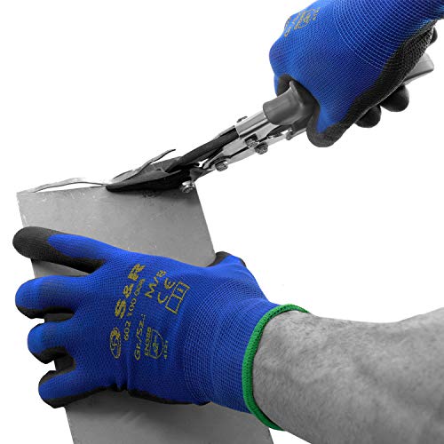 S&R 12 Guantes de Trabajo de Fibra de poliéster con recubrimiento de PU. 12 pares - Talla XL/10 S&R 12 Guantes de Trabajo de Fibra de poliéster con recubrimiento de PU. 12 pares - Talla XL/10