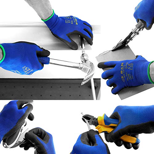 S&R 12 Guantes de Trabajo de Fibra de poliéster con recubrimiento de PU. 12 pares - Talla XL/10 S&R 12 Guantes de Trabajo de Fibra de poliéster con recubrimiento de PU. 12 pares - Talla XL/10