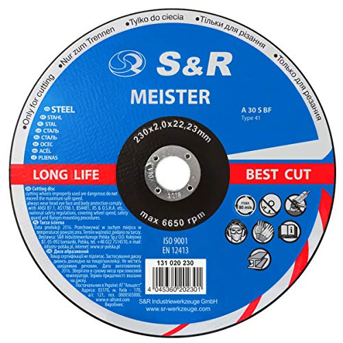 S&R Disco de corte 230 para Metal. Juego 25 discos 230x2,0x22,23 mm