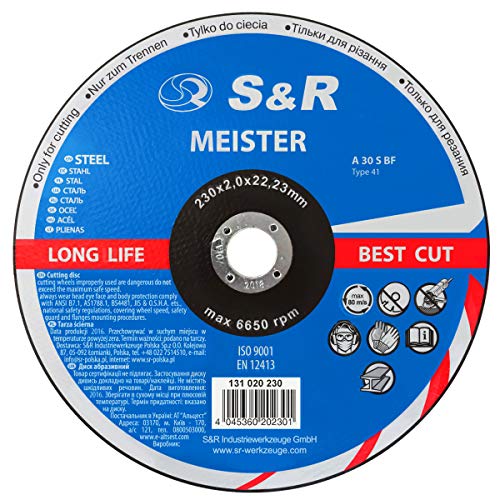 S&R Disco de corte 230 para Metal. Juego 25 discos 230x2,0x22,23 mm S&R Disco de corte 230 para Metal. Juego 25 discos 230x2,0x22,23 mm
