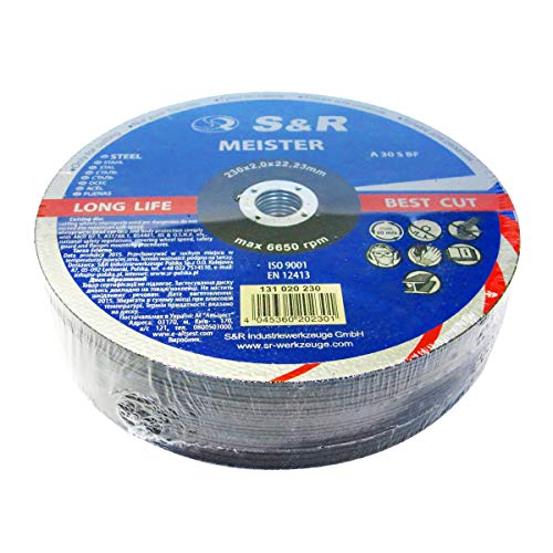 S&R Disco de corte 230 para Metal. Juego 25 discos 230x2,0x22,23 mm S&R Disco de corte 230 para Metal. Juego 25 discos 230x2,0x22,23 mm