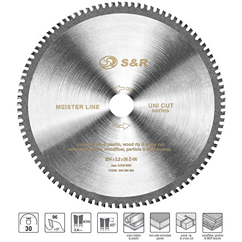 S&R Disco de corte 254 Madera y Metales - 96 Dientes / Hoja de sierra circular. calidad profesional