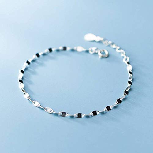 S&RL S925 Pulsera de Plata Hoja Pequeña Elíptica Fresca Fresca Simple para Mujer Que Entra en Contacto con Joyería de ModaPulsera de plata S925