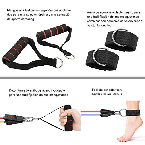 SSAWcasa Bandas Ejercicio Elastica Fitness 13 PCS Látex Bandas de Resistencia - 5 Tubos Cuerda Bandas con Asas, Correas de Tobillo y Anclaje, Bolsa de Transporte Toalla de Enfriamiento Instantáneo SSAWcasa Bandas Ejercicio Elastica Fitness 13 PCS Látex Bandas de Resistencia - 5 Tubos Cuerda Bandas con Asas, Correas de Tobillo y Anclaje, Bolsa de Transporte Toalla de Enfriamiento Instantáneo