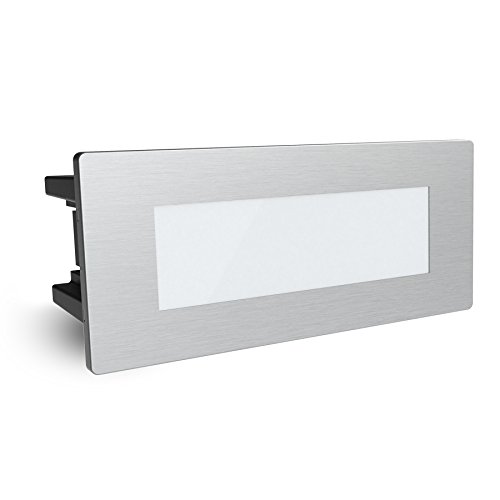 SSC-LUXon® Piko-S - Juego de 5 lámparas LED de pared para exteriores (acero inoxidable cepillado, IP65, 230 V, 1,5 W, luz blanca neutra)