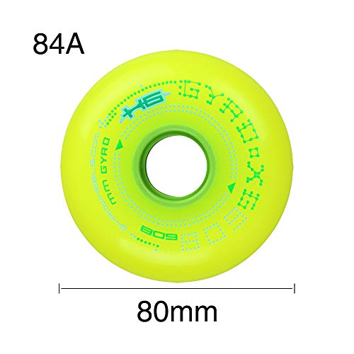 SSCYHT Rueda Patín Línea 84A Ruedas PU Color Fluorescente 72mm 76mm 80mm Rueda Repuesto Perfil Completo para Niños y Adolescentes,Amarillo,80mm