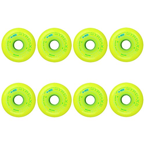 SSCYHT Rueda Patín Línea 84A Ruedas PU Color Fluorescente 72mm 76mm 80mm Rueda Repuesto Perfil Completo para Niños y Adolescentes,Amarillo,80mm