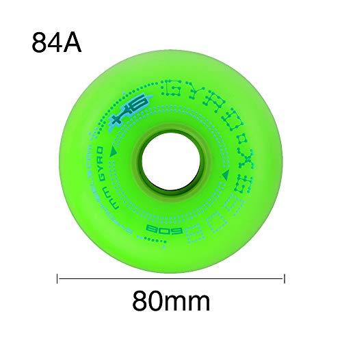 SSCYHT Rueda Patín Línea 84A Ruedas PU Color Fluorescente 72mm 76mm 80mm Rueda Repuesto Perfil Completo para Niños y Adolescentes,Verde,80mm