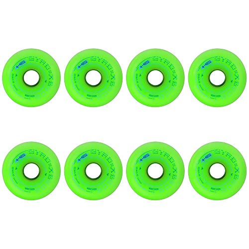 SSCYHT Rueda Patín Línea 84A Ruedas PU Color Fluorescente 72mm 76mm 80mm Rueda Repuesto Perfil Completo para Niños y Adolescentes,Verde,80mm