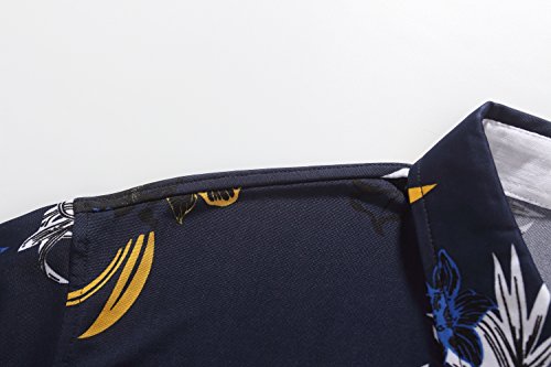 SSLR Polos Hombre Manga Corta Modelo Hawaiano de Flores (Medium, Navy) SSLR Polos Hombre Manga Corta Modelo Hawaiano de Flores (Medium, Navy)