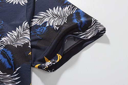 SSLR Polos Hombre Manga Corta Modelo Hawaiano de Flores (Medium, Navy) SSLR Polos Hombre Manga Corta Modelo Hawaiano de Flores (Medium, Navy)