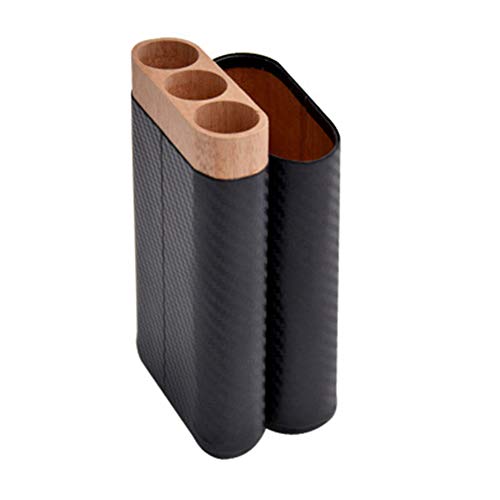 SSLW 3 Caja De Cigarrillos Pequeña Cigarros Madera Cedro Fibra Carbono Hidratante Puede Contener,Negro,18.5X8.5X3CM