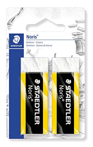 Staedtler Noris 526 N20BK2. Goma de borrar blanca con faja de cartón. Blíster con 2 gomas de borrar.