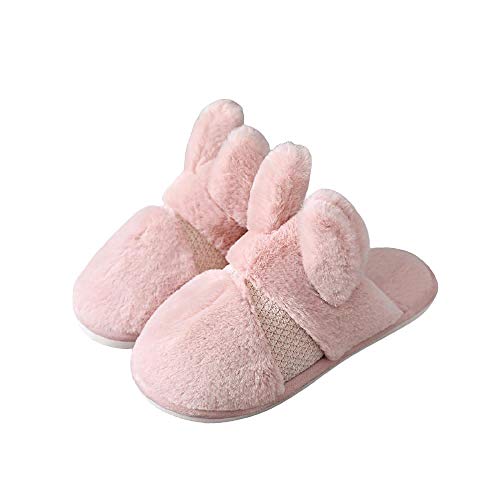 STaemin Zapatillas cálidas de algodón para Damas y Caballeros, Lindas Pantuflas de Panda, Pantuflas Antideslizantes de Interior para niños y niñas, Pantuflas de algodón-Rosado_38-39