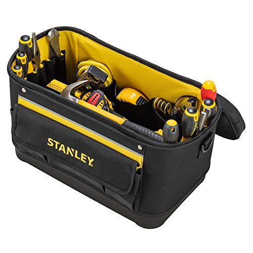 STANLEY 1-96-193 - Bolsa para herramientas con tapa plana, 44.7 x 26.2 x 25.1 cm, base reforzada