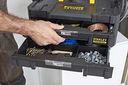 Stanley - FatMax FMST1-71981 Maleta multiusos para herramientas con cajonera doble PRO-STACK II y IV, Negro Stanley - FatMax FMST1-71981 Maleta multiusos para herramientas con cajonera doble PRO-STACK II y IV, Negro
