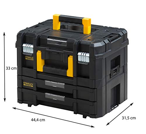 Stanley - FatMax FMST1-71981 Maleta multiusos para herramientas con cajonera doble PRO-STACK II y IV, Negro Stanley - FatMax FMST1-71981 Maleta multiusos para herramientas con cajonera doble PRO-STACK II y IV, Negro