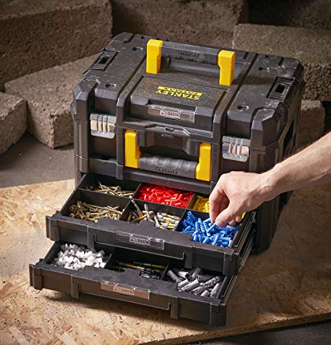Stanley - FatMax FMST1-71981 Maleta multiusos para herramientas con cajonera doble PRO-STACK II y IV, Negro Stanley - FatMax FMST1-71981 Maleta multiusos para herramientas con cajonera doble PRO-STACK II y IV, Negro