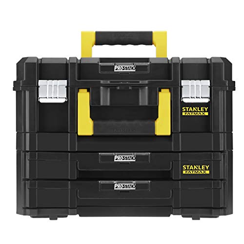 Stanley - FatMax FMST1-71981 Maleta multiusos para herramientas con cajonera doble PRO-STACK II y IV, Negro Stanley - FatMax FMST1-71981 Maleta multiusos para herramientas con cajonera doble PRO-STACK II y IV, Negro