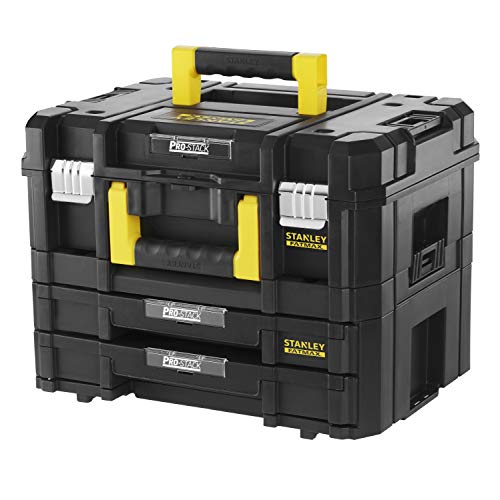 Stanley - FatMax FMST1-71981 Maleta multiusos para herramientas con cajonera doble PRO-STACK II y IV, Negro Stanley - FatMax FMST1-71981 Maleta multiusos para herramientas con cajonera doble PRO-STACK II y IV, Negro