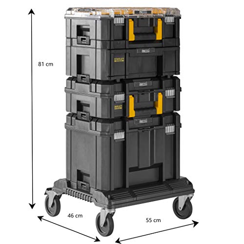 Stanley Fatmax - Sistema modular de almacenamiento gama PRO-STACK(4 cajas para herramientas + plataforma con ruedas)