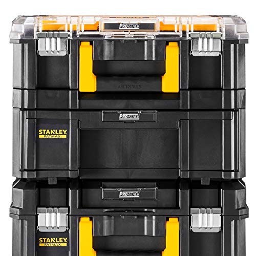 Stanley Fatmax - Sistema modular de almacenamiento gama PRO-STACK(4 cajas para herramientas + plataforma con ruedas)