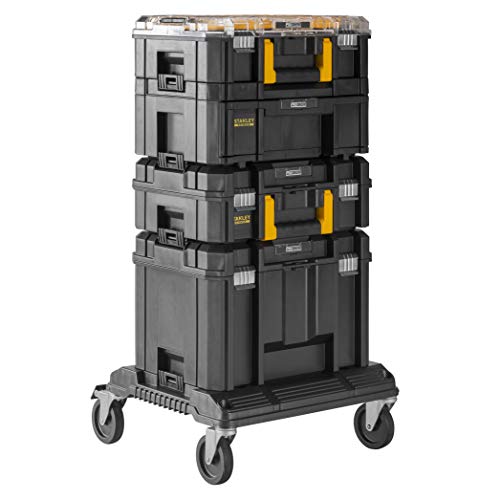 Stanley Fatmax - Sistema modular de almacenamiento gama PRO-STACK(4 cajas para herramientas + plataforma con ruedas)