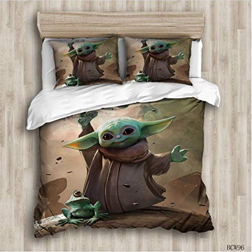 Star Wars Baby Yoda Juego De Cama 3D Textiles Para El Hogar Calidad De Algodón Calificado Juego De Ropa De Cama Queen Individual Funda Nórdica Funda De Almohada Textiles Para El Hogar 240X260Cm