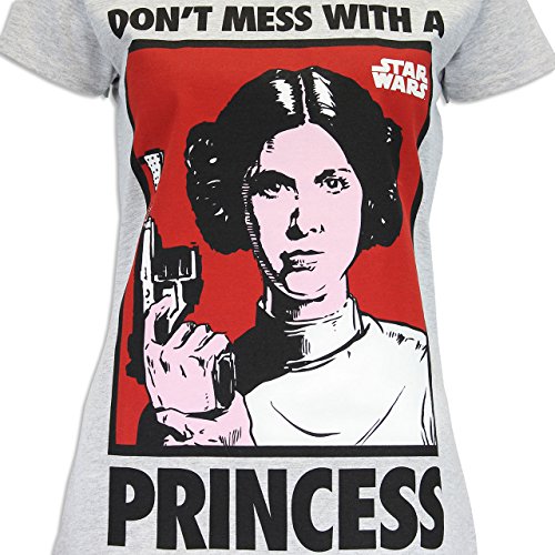 Star Wars – Princesa Leia – Camiseta de manga corta – Mujer gris XXL