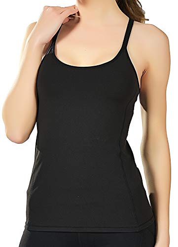 STARBILD Camiseta Tirantes con Inserto de Sujetador Camiseta de Fitness sin Mangas Deportivao para Mujer Verano para Yoga Negro XL