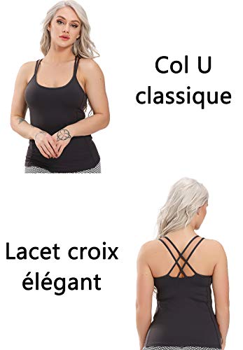 STARBILD Femmes Hauts Top de Sport Été Blouse T-Shirt Débardeur Gilet Dos Nageur Sans Manches Maillot Casual Yoga Gym Musculation, B-Noir XS STARBILD Femmes Hauts Top de Sport Été Blouse T-Shirt Débardeur Gilet Dos Nageur Sans Manches Maillot Casual Yoga Gym Musculation, B-Noir XS