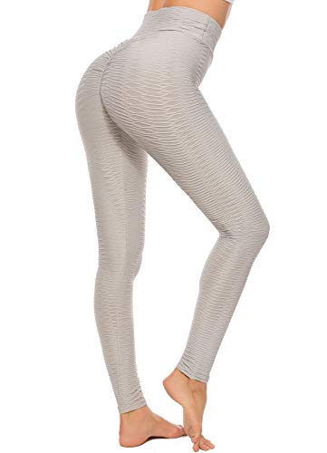 STARBILD Leggings de Sport Femme Anti-Cellulite Pantalon de Compression Taille Haute Fesse Remontée Sexy Amincissant Plissé Slim Push Up Yoya Fitness, Gris Clair L STARBILD Leggings de Sport Femme Anti-Cellulite Pantalon de Compression Taille Haute Fesse Remontée Sexy Amincissant Plissé Slim Push Up Yoya Fitness, Gris Clair L