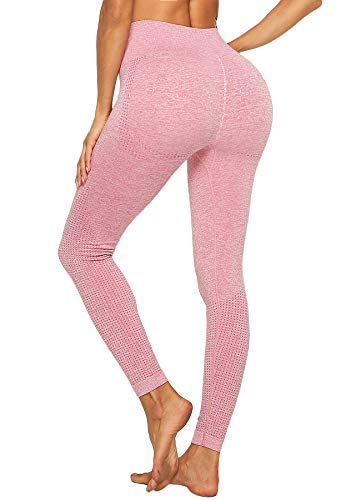 STARBILD Leggings Deportivo sin Costuras de Cintura Alta Pantalones de compresión de Mujer Adelgazamiento para Fitness Yoga #A-Rosa Leggings S