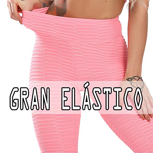 STARBILD Leggings Mallas Deportivo para Mujer Pantalones Largo de Cintura Alta Control el Abdomen Levantamiento de Cadera para Yoga Workout Fitness C-Rosa S