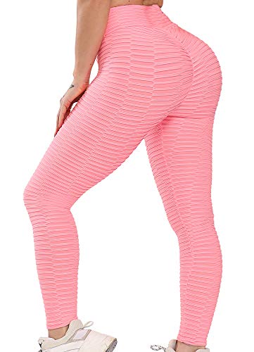 STARBILD Leggings Mallas Deportivo para Mujer Pantalones Largo de Cintura Alta Control el Abdomen Levantamiento de Cadera para Yoga Workout Fitness C-Rosa S