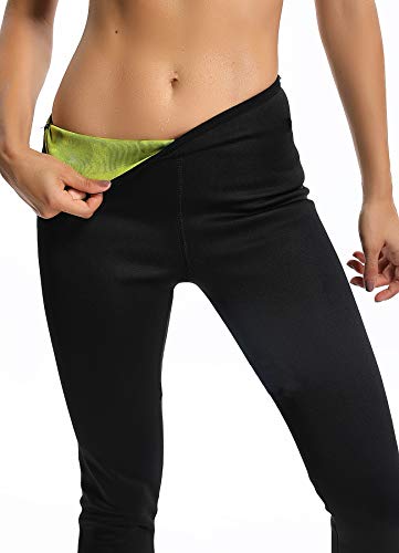 STARBILD Leggins Deportivas para Mujer para Adelgazar Leggins Anticeluliticos Mallas Termicos de Neopreno Fitness Deporte Correr Yoga Pantalón de Sudoración Adelgazantes Largo Negro y Amarillo L