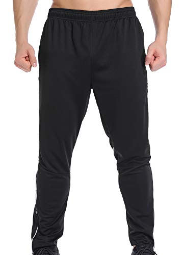 STARBILD Pantalones para Hombre Entrenamiento Fitness Deportes Jogger con Bolsillos Coincidencia de Colores Casuales Pantalones Deportivos Negro y Blanco L