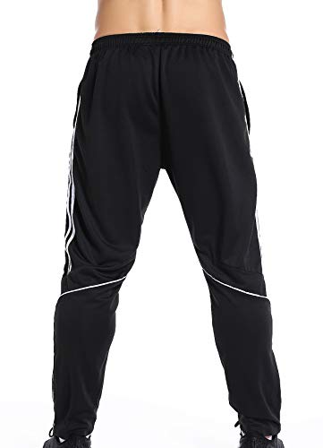 STARBILD Pantalones para Hombre Entrenamiento Fitness Deportes Jogger con Bolsillos Coincidencia de Colores Casuales Pantalones Deportivos Negro y Blanco L