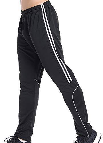 STARBILD Pantalones para Hombre Entrenamiento Fitness Deportes Jogger con Bolsillos Coincidencia de Colores Casuales Pantalones Deportivos Negro y Blanco L