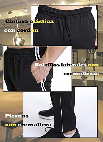 STARBILD Pantalones para Hombre Entrenamiento Fitness Deportes Jogger con Bolsillos Coincidencia de Colores Casuales Pantalones Deportivos Negro y Blanco L