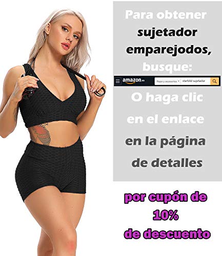 STARBILD Shorts de Fitness Moda Mallas Pántalones Cortos Deportivos de Skinny Elástico Alta Cintura para Mujer Yoga Gimnasio Negro M STARBILD Shorts de Fitness Moda Mallas Pántalones Cortos Deportivos de Skinny Elástico Alta Cintura para Mujer Yoga Gimnasio Negro M